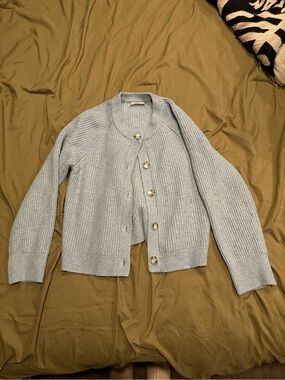 Abercrombie & Fitch Light Blue Ribbed Button Cardigan